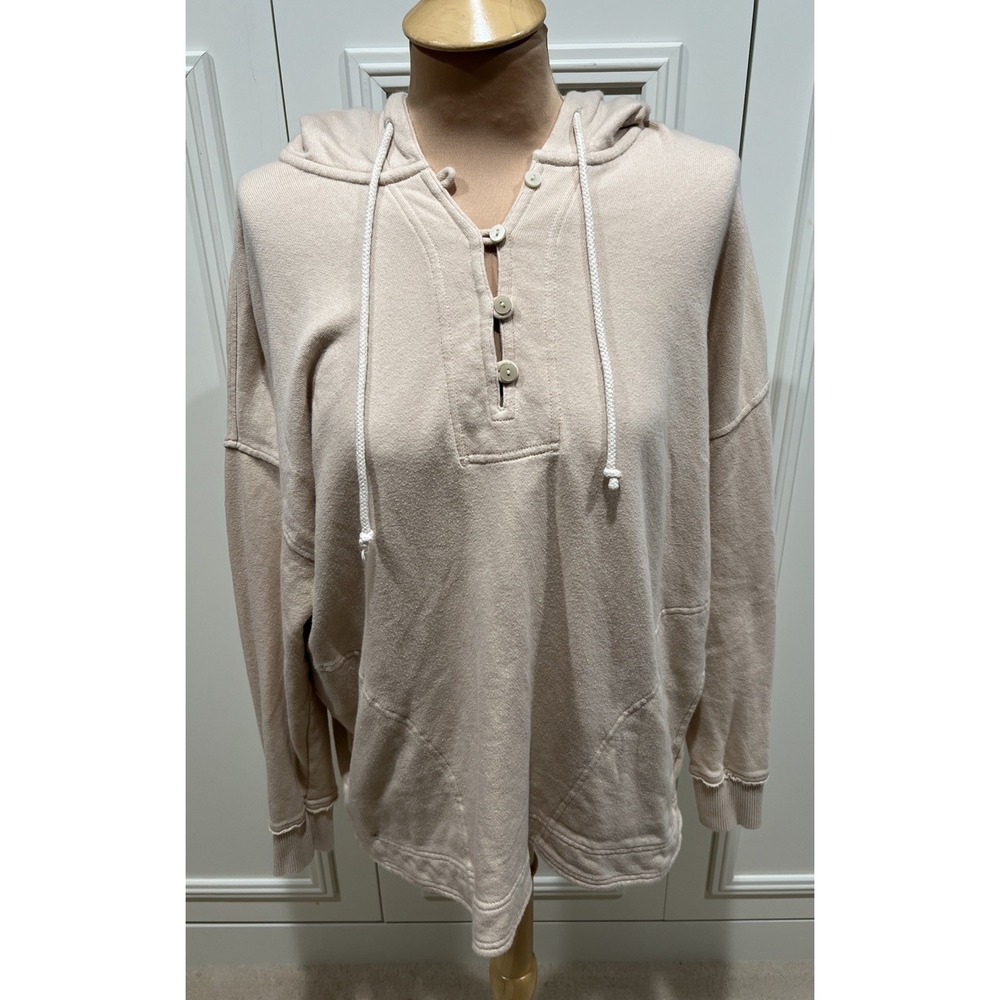 Aerie‎ Beach Weekend Oversized Hoodie Women's Small Beige Pockets Comfy